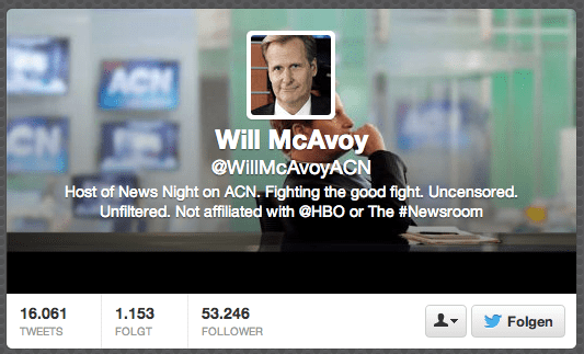 Will McAvoy ist der Protagonist der Fernsehserie »Newsroom«. 