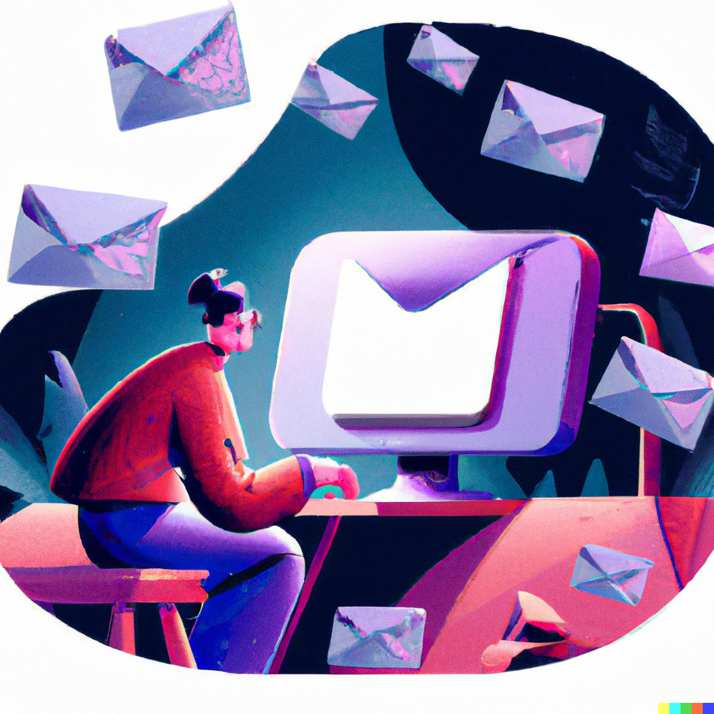 Illustration einer Person, die E-Mails schreibt